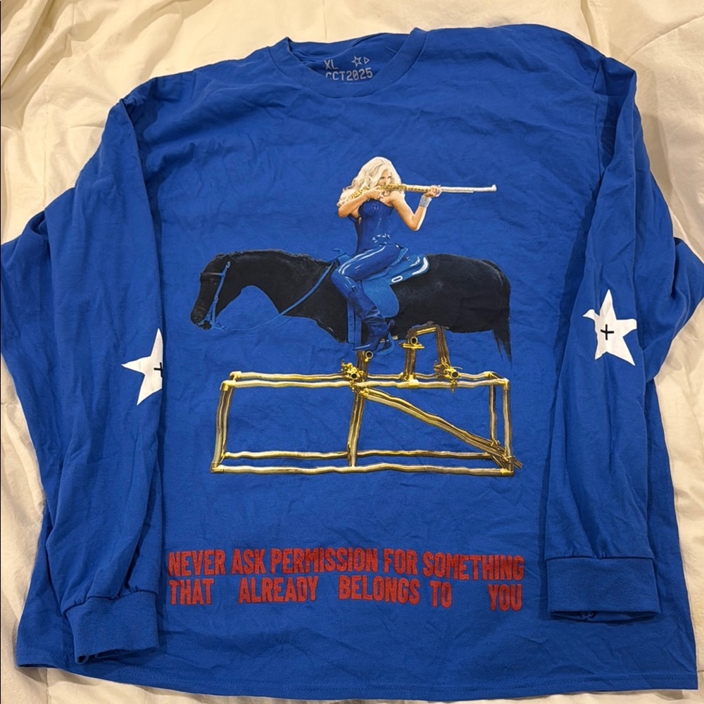 Beyonce Cowboy Carter tour official merchandise blue long sleeve unisex size XL